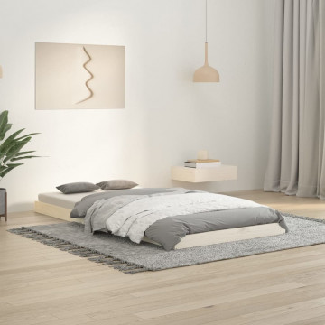 Cadru de pat, alb, 90x190 cm, single, lemn masiv de pin - Img 1