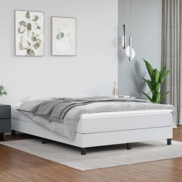 Cadru de pat box spring, alb, 140x190 cm, piele ecologică - Img 1