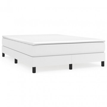Cadru de pat box spring, alb, 140x190 cm, piele ecologică - Img 2