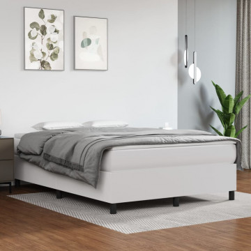 Cadru de pat box spring, alb, 140x200 cm, piele ecologică - Img 1