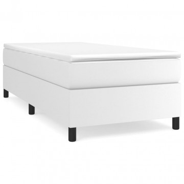 Cadru de pat box spring, alb, 90x200 cm, piele ecologică - Img 2