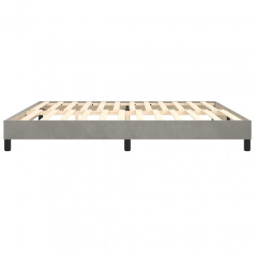 Cadru de pat box spring, gri deschis, 200x200 cm, catifea - Img 5