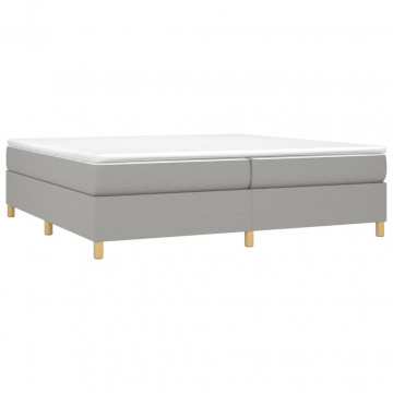 Cadru de pat box spring, gri deschis, 200x200 cm, textil - Img 3