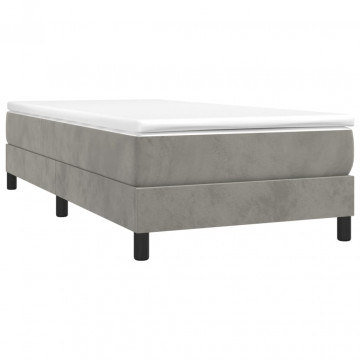 Cadru de pat box spring, gri deschis, 80x200 cm, catifea - Img 3