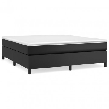 Cadru de pat box spring, negru, 160x200 cm, piele ecologică - Img 2