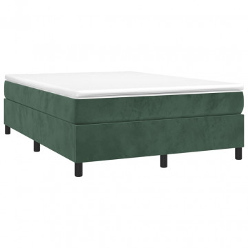 Cadru de pat box spring, verde închis, 140x190 cm, catifea - Img 3