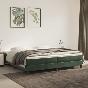 Cadru de pat box spring, verde închis, 200x200 cm, catifea - Img 1