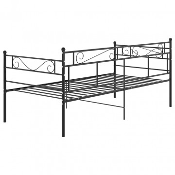 Cadru de pat canapea, negru, 90x200 cm, metal - Img 7