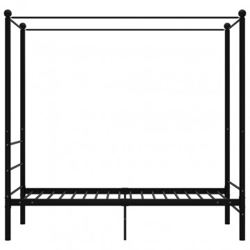 Cadru de pat cu baldachin, negru, 90x200 cm, metal - Img 3