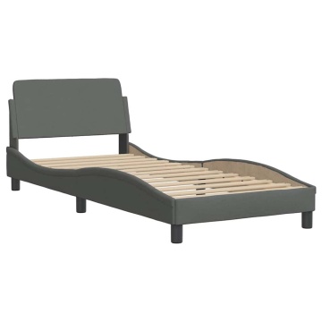 Cadru de pat cu LED fără saltea țesătură gri închis 90x200 cm - Img 6