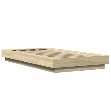 Cadru de pat cu LED, stejar sonoma, 100x200 cm, lemn prelucrat - Img 6