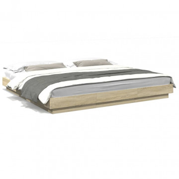 Cadru de pat cu LED stejar sonoma 180x200 cm lemn prelucrat - Img 1