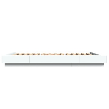 Cadru de pat cu lumini LED, alb, 120x200 cm, lemn prelucrat - Img 5