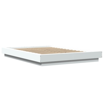 Cadru de pat cu lumini LED, alb, 140x190 cm, lemn prelucrat - Img 2