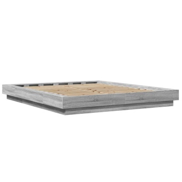Cadru de pat cu lumini LED gri sonoma 160x200 cm lemn prelucrat - Img 6