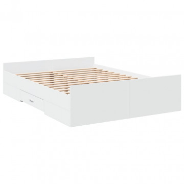 Cadru de pat cu sertare, alb, 120x190 cm, lemn prelucrat - Img 5