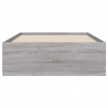 Cadru de pat cu sertare gri sonoma 90x200 cm lemn prelucrat - Img 5