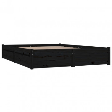 Cadru de pat cu sertare, negru, 140x190 cm - Img 3
