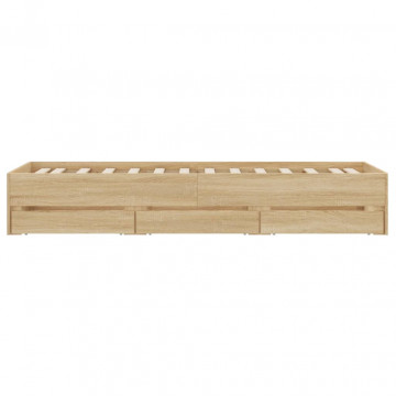 Cadru de pat cu sertare stejar sonoma 100x200 cm lemn prelucrat - Img 6