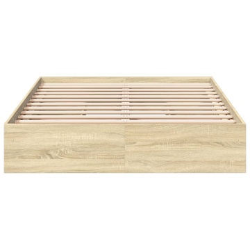 Cadru de pat cu sertare stejar sonoma 120x200 cm lemn prelucrat - Img 4