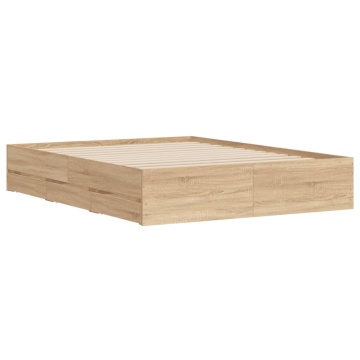 Cadru de pat cu sertare stejar sonoma 140x190 cm lemn prelucrat - Img 4