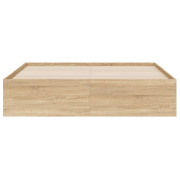 Cadru de pat cu sertare stejar sonoma 140x190 cm lemn prelucrat - Img 5