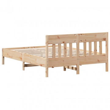 Cadru de pat cu tăblie, 160x200 cm, lemn masiv de pin - Img 5