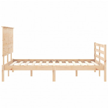 Cadru de pat cu tăblie 4FT, dublu mic, lemn masiv - Img 6