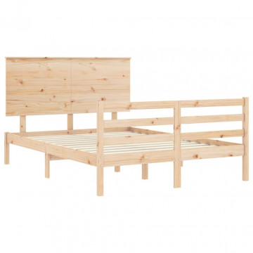 Cadru de pat cu tăblie 4FT, dublu mic, lemn masiv - Img 8