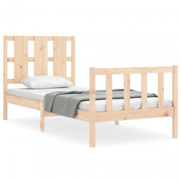 Cadru de pat cu tăblie, 90x190 cm, lemn masiv - Img 2