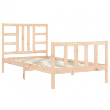 Cadru de pat cu tăblie, 90x190 cm, lemn masiv - Img 8