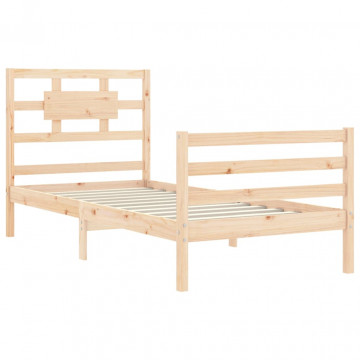 Cadru de pat cu tăblie, 90x200 cm, lemn masiv - Img 8