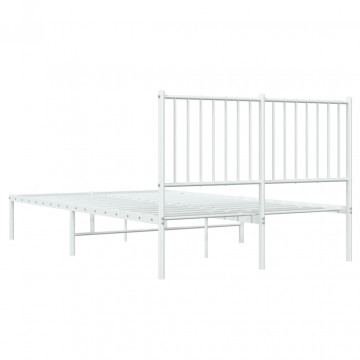Cadru de pat cu tăblie, alb, 196x126x90,5 cm, oțel - Img 6
