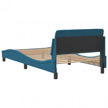 Cadru de pat cu tăblie, albastru, 100x200 cm, catifea - Img 5