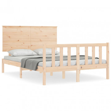 Cadru de pat cu tăblie, dublu, lemn masiv - Img 2