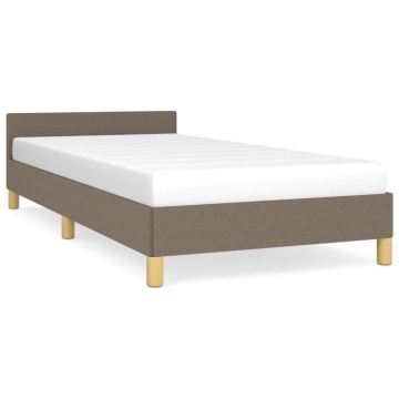 Cadru de pat cu tăblie fără saltea, taupe, 90x200 cm, textil - Img 2