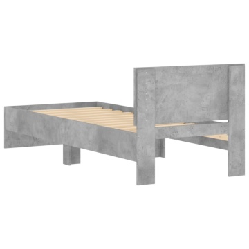 Cadru de pat cu tăblie, gri beton, 75x190 cm, lemn prelucrat - Img 6