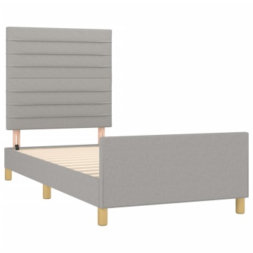 Cadru de pat cu tăblie, gri deschis, 100x200 cm, textil - Img 4