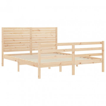 Cadru de pat cu tăblie, king size, lemn masiv - Img 8