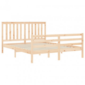 Cadru de pat cu tăblie, king size, lemn masiv - Img 8