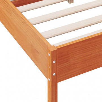 Cadru de pat cu tăblie, maro ceruit, 140x190 cm, lemn masiv pin - Img 6