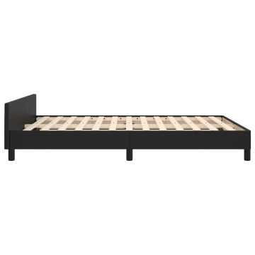 Cadru de pat cu tăblie, negru, 140x190 cm, piele ecologică - Img 5