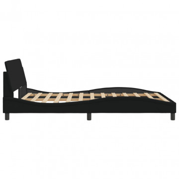 Cadru de pat cu tăblie, negru, 140x200 cm, textil - Img 8