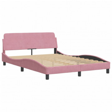 Cadru de pat cu tăblie, roz, 120x200 cm, catifea - Img 2