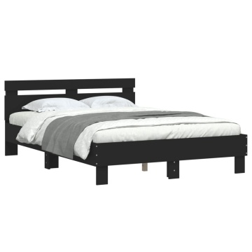 Cadru de pat cu tăblie și LED, negru, 120x190 cm - Img 3
