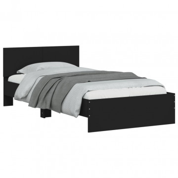 Cadru de pat cu tăblie și lumini LED, negru, 100x200 cm - Img 8