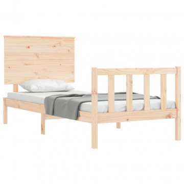 Cadru de pat cu tăblie single mic, lemn masiv - Img 4