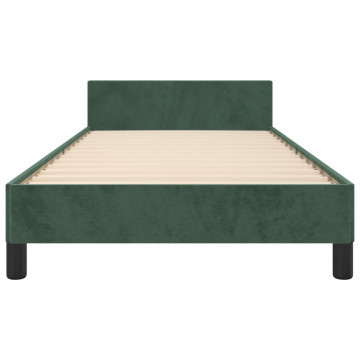 Cadru de pat cu tăblie, verde închis, 90x190 cm, catifea - Img 8