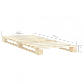 Cadru de pat din paleți, 100 x 200 cm, lemn masiv de pin - Img 5