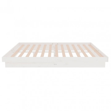 Cadru de pat dublu 4FT6, alb, 135x190 cm, lemn masiv - Img 5